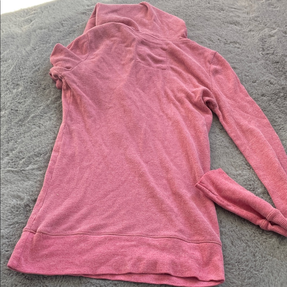American Eagle Outfitters Pink Waffle Knit Hooded Pullover - Picture 7 of 7